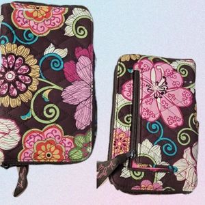 Vera Bradley pocketbook large wallet brown  pink paisley